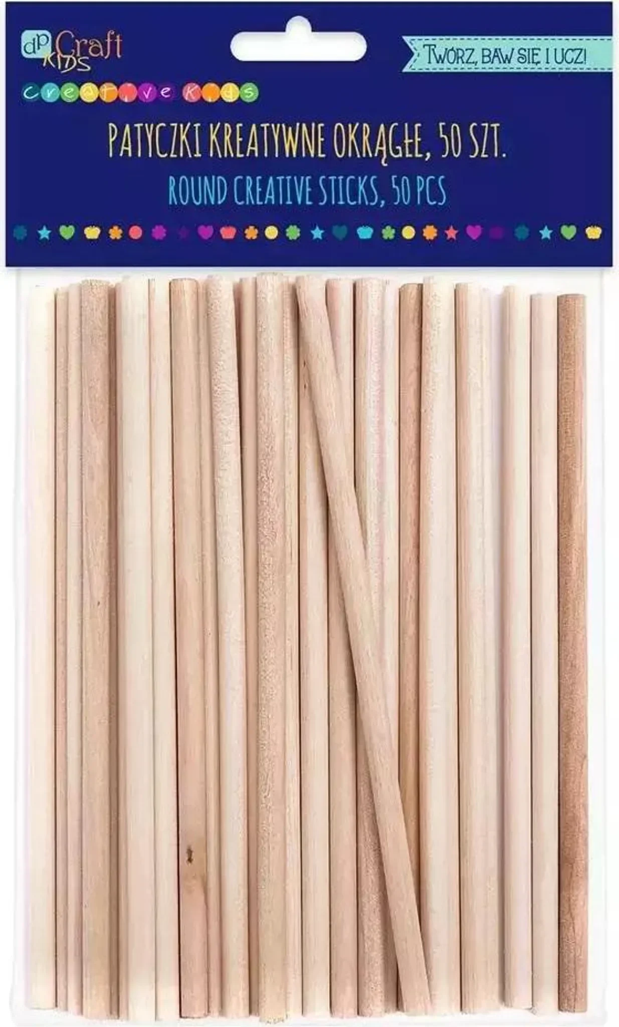 Natürliche runde Holz-Kreativstäbchen – 50 Stück, 15 cm