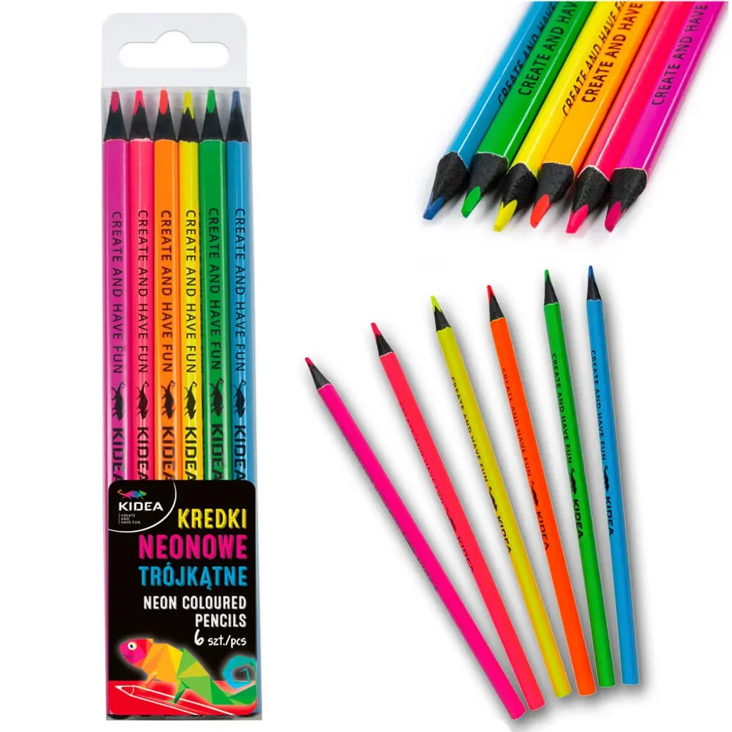 Derform Kidea Buntstifte Neon 6 Farben Dreikant