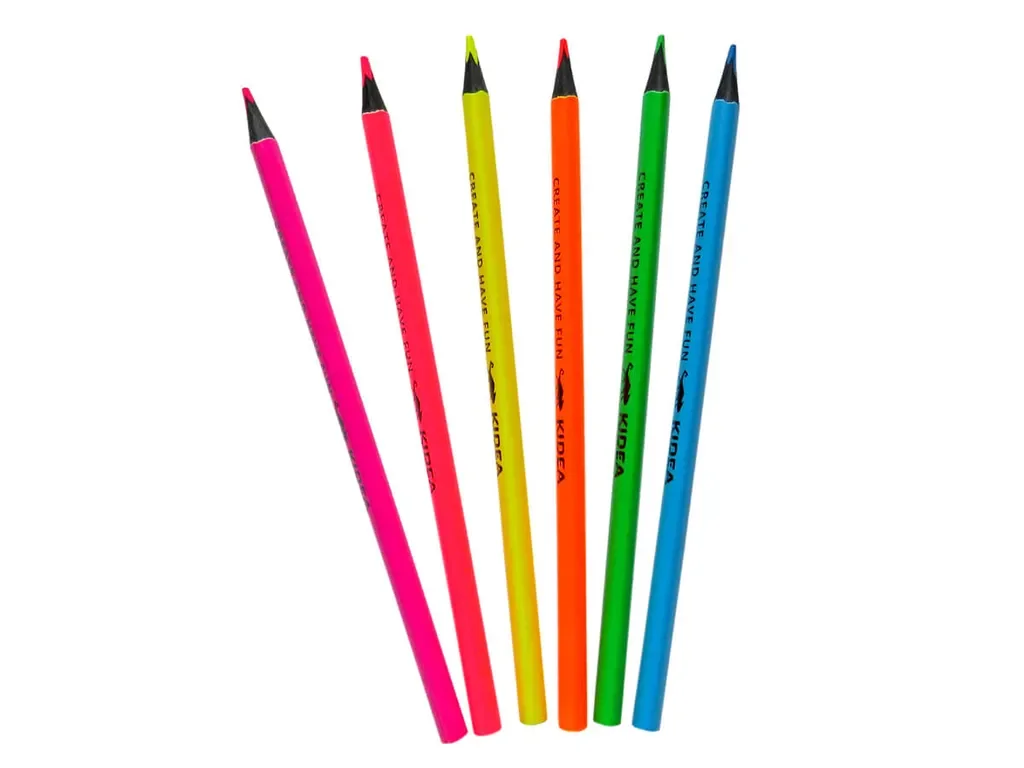 Derform Kidea Buntstifte Neon 6 Farben Dreikant