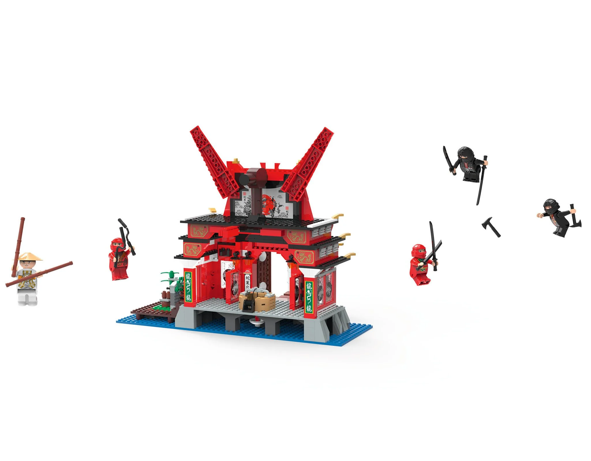 PLAYTIVE Clippys Bausteine Set Ninja Tempel 5tlg