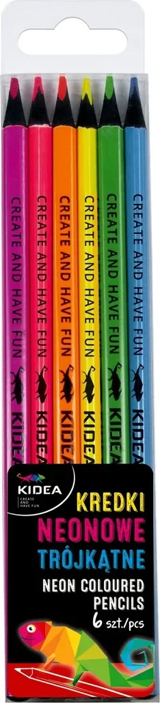 Derform Kidea Buntstifte Neon 6 Farben Dreikant