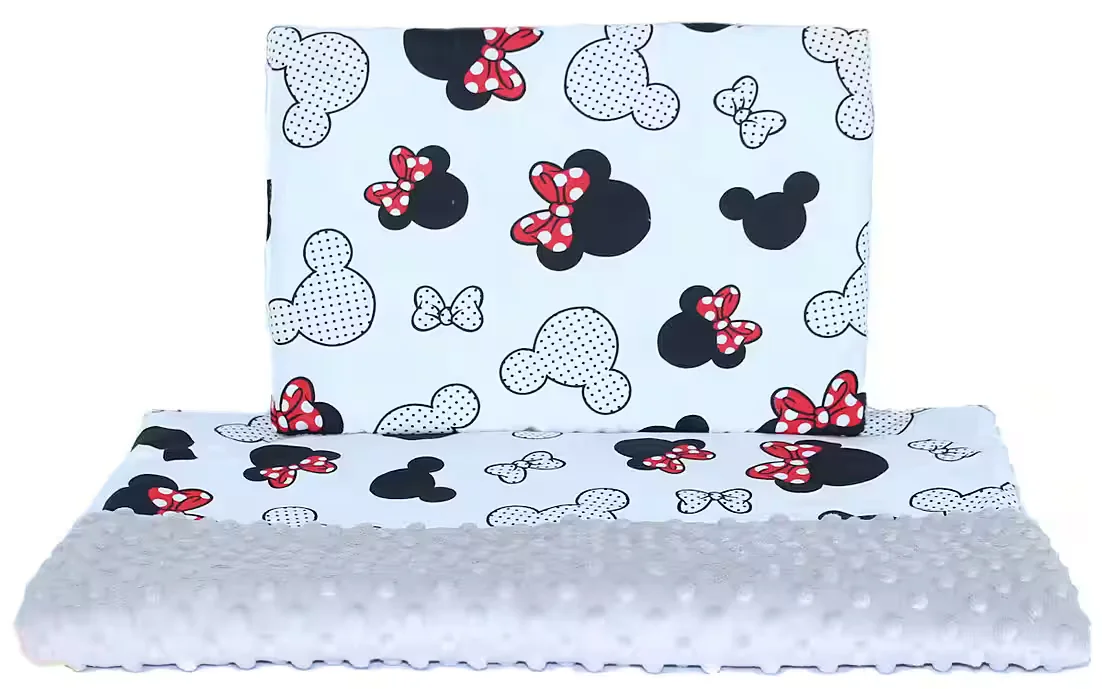 PRIMAWELA Minky Babydecke Set mit Kissen Minnie