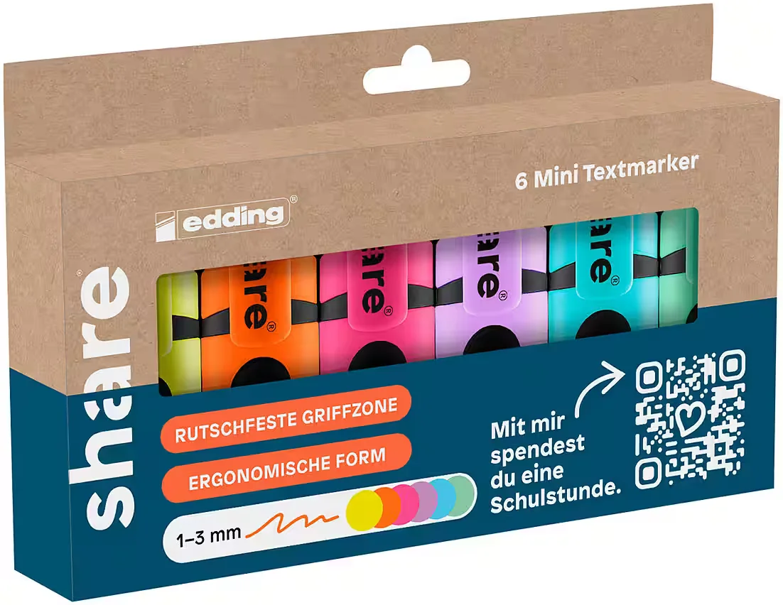 SHARE Mini Textmarker Set 6 Stück