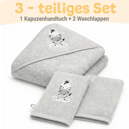 BABYKAJO Baby Kapuzenhandtuch 3er Set Frottee