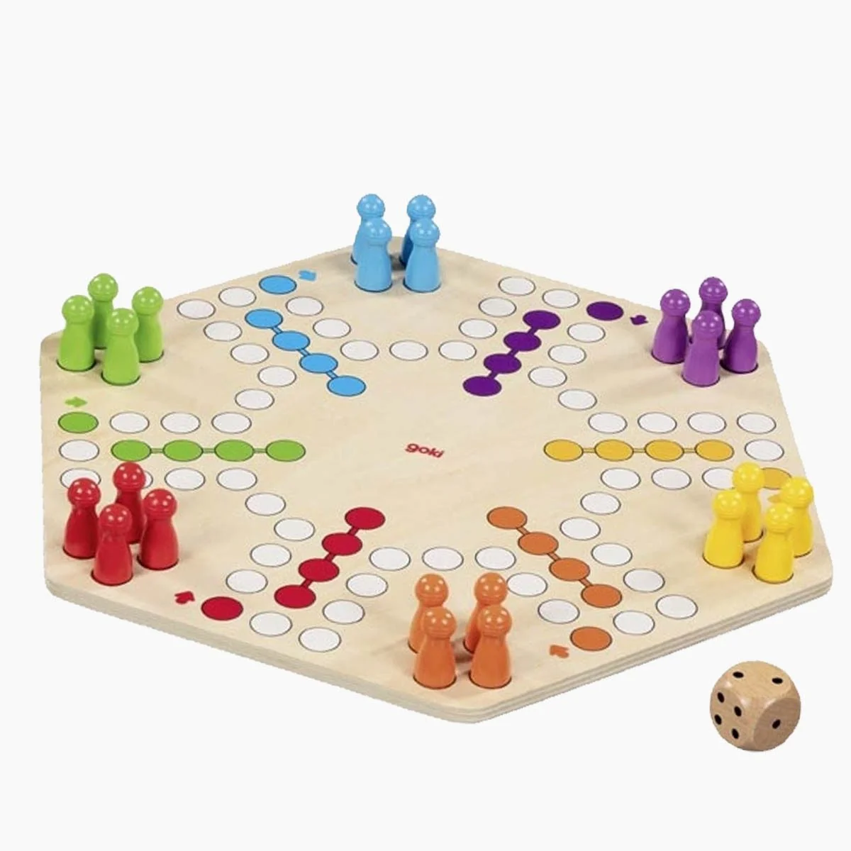 Goki Ludo Brettspiel für 6 Spieler beidseitig