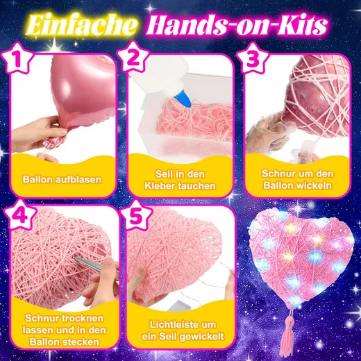 WOOTOY DIY String Art Bastelset mit Lichterkette