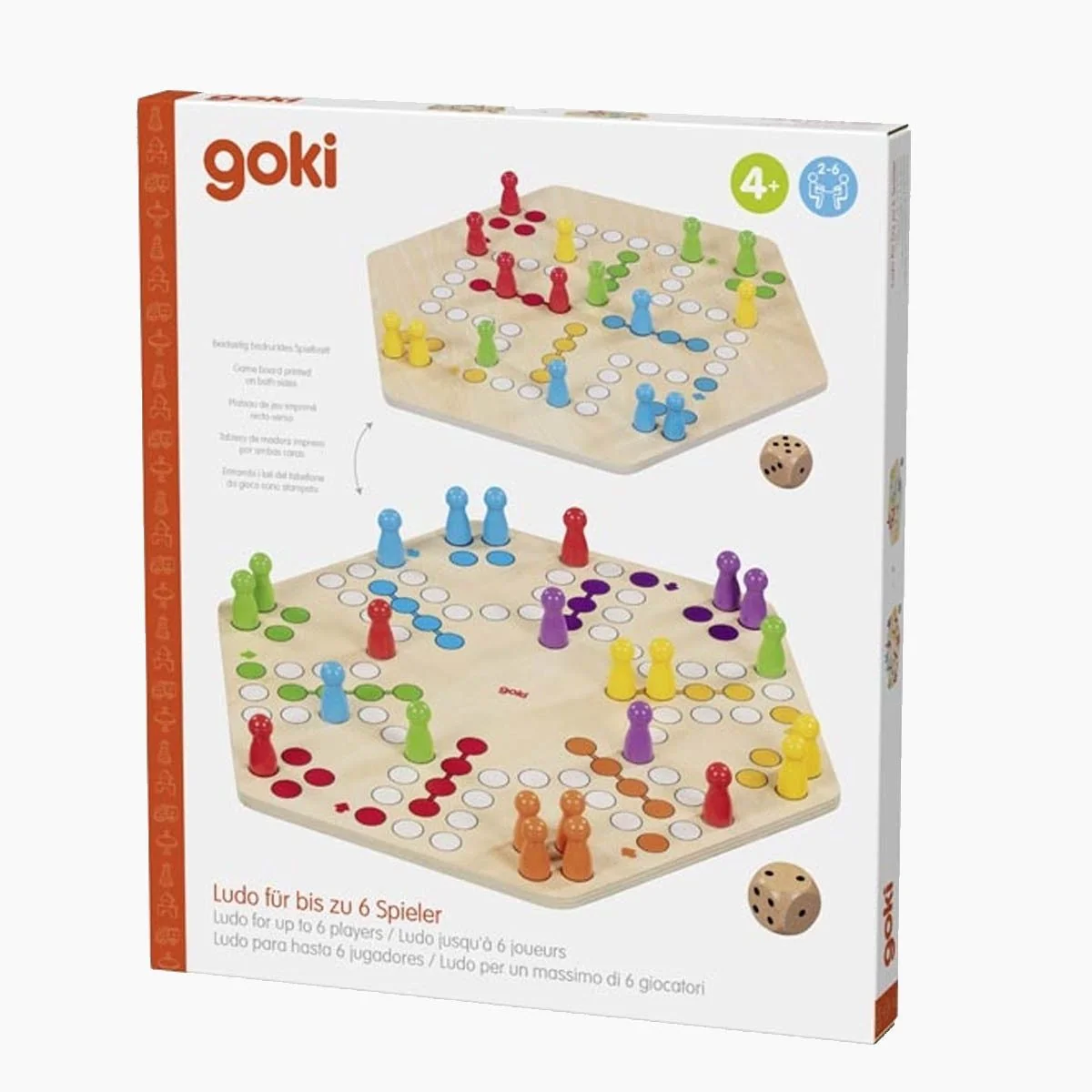 Goki Ludo Brettspiel für 6 Spieler beidseitig