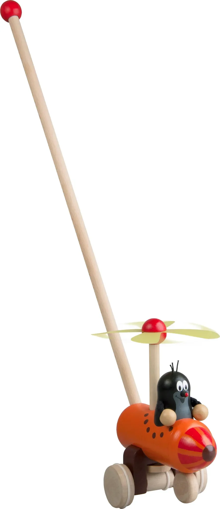 Der Maulwurf und der Hubschrauber – Holzspielzeug zum Schieben