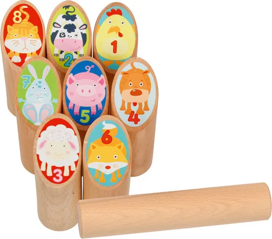 Goki Kubb Wurfspiel Kinder Tier Edition Holz