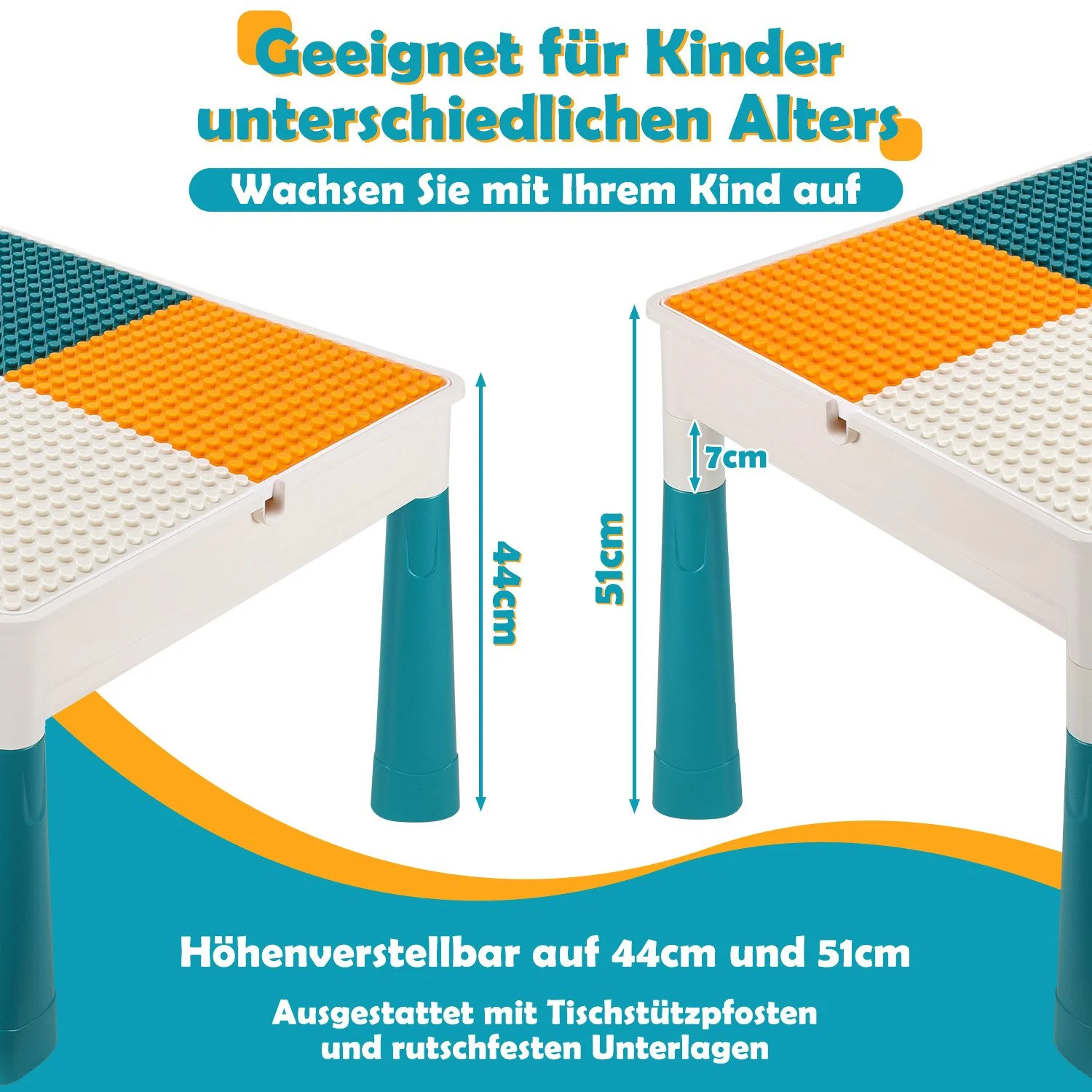 CLANMACY Kindertisch Spieltisch 251 Bausteine