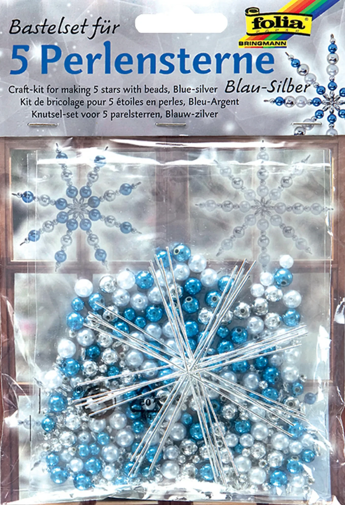 Perlensterne-Set – Blau / Silber / Perlweiß, 340-teilig