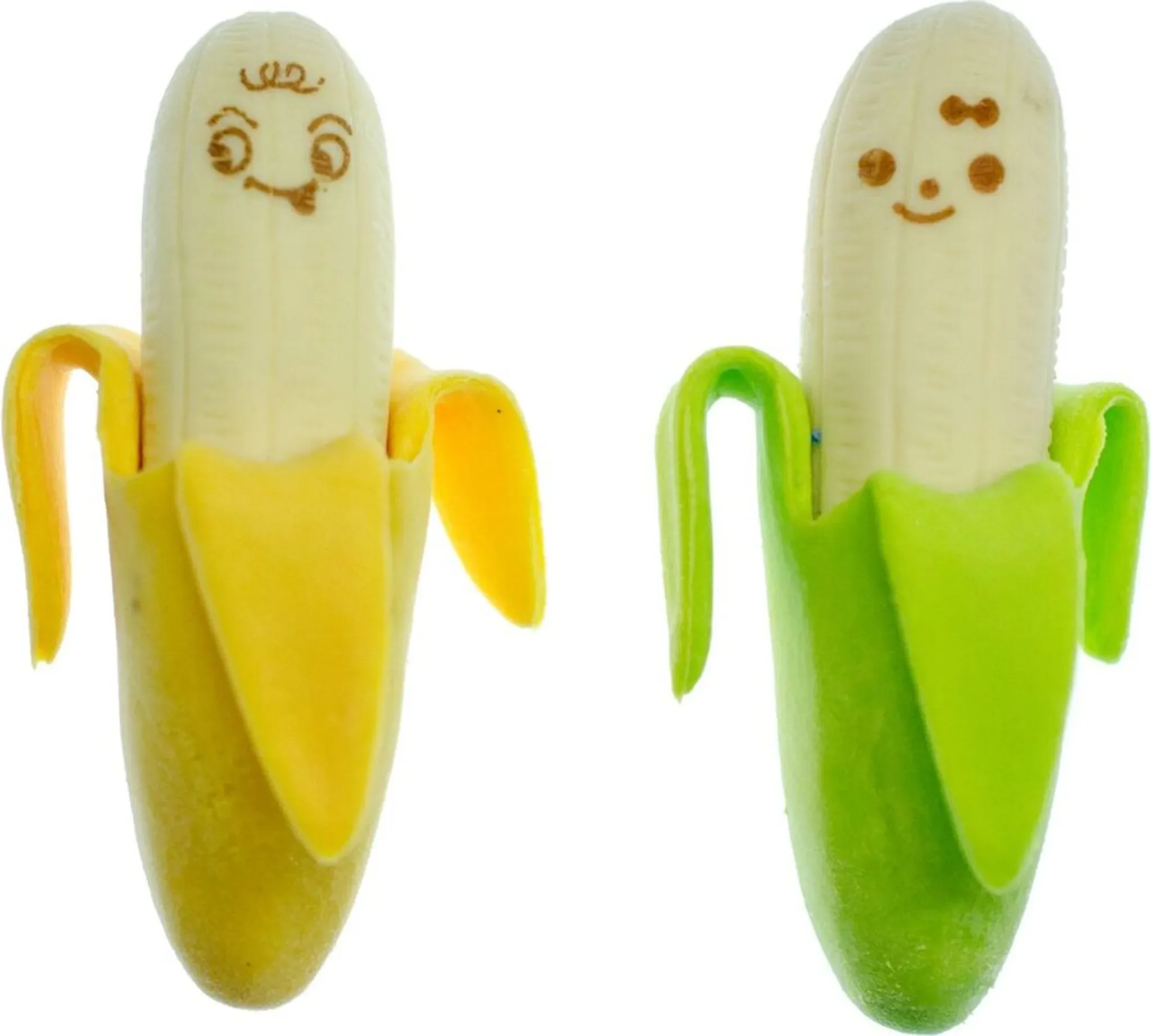 2er Set Bananen Radiergummi – Obst Affe Banane Frucht, 5 cm