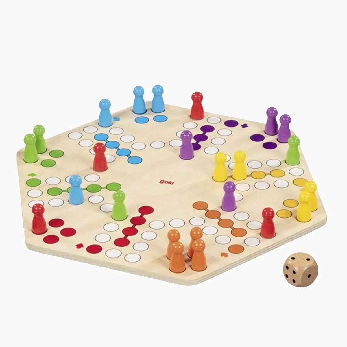 Goki Ludo Brettspiel für 6 Spieler beidseitig