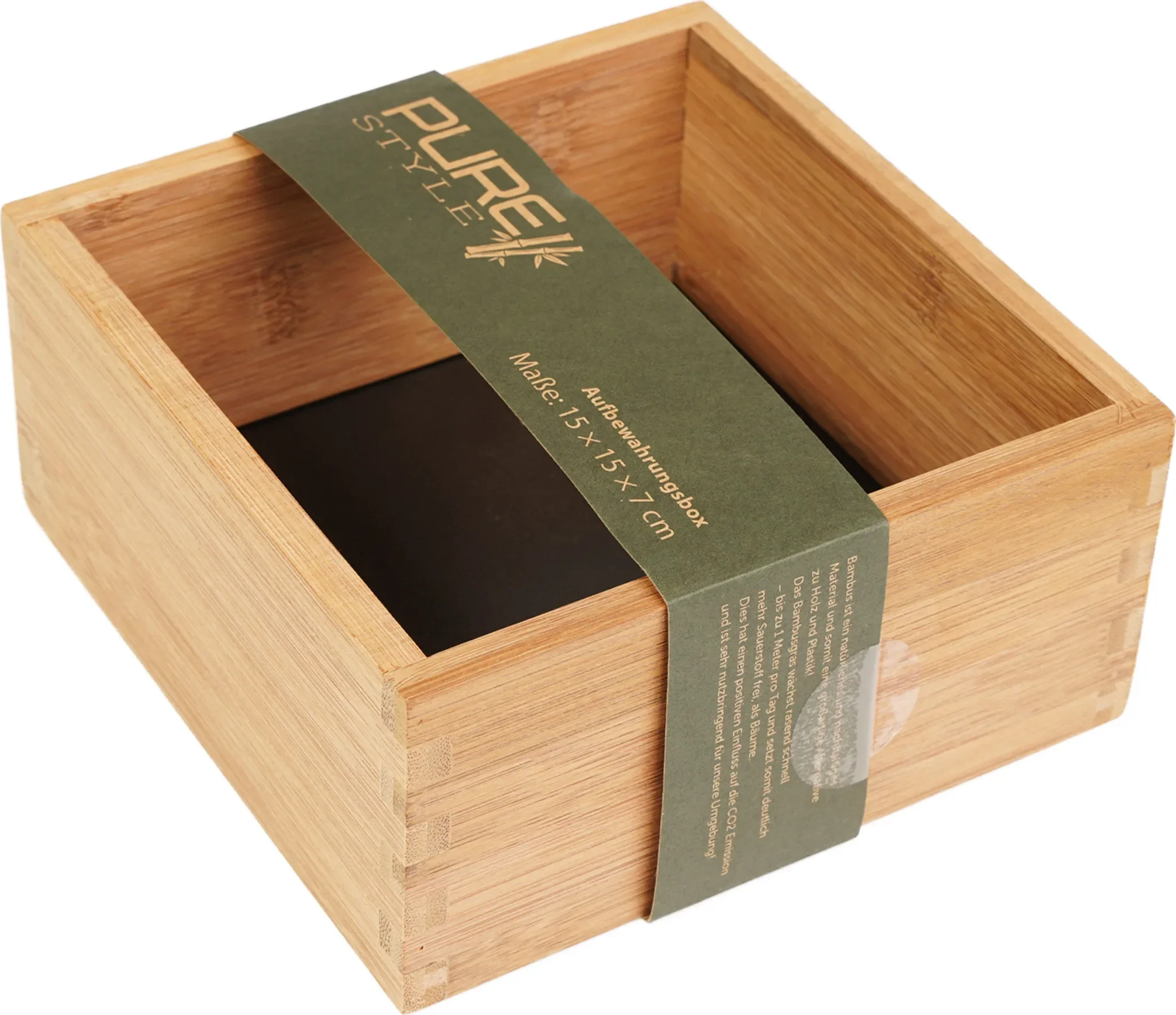 Pure Style Bambus Aufbewahrungsbox – 15x15x7 cm