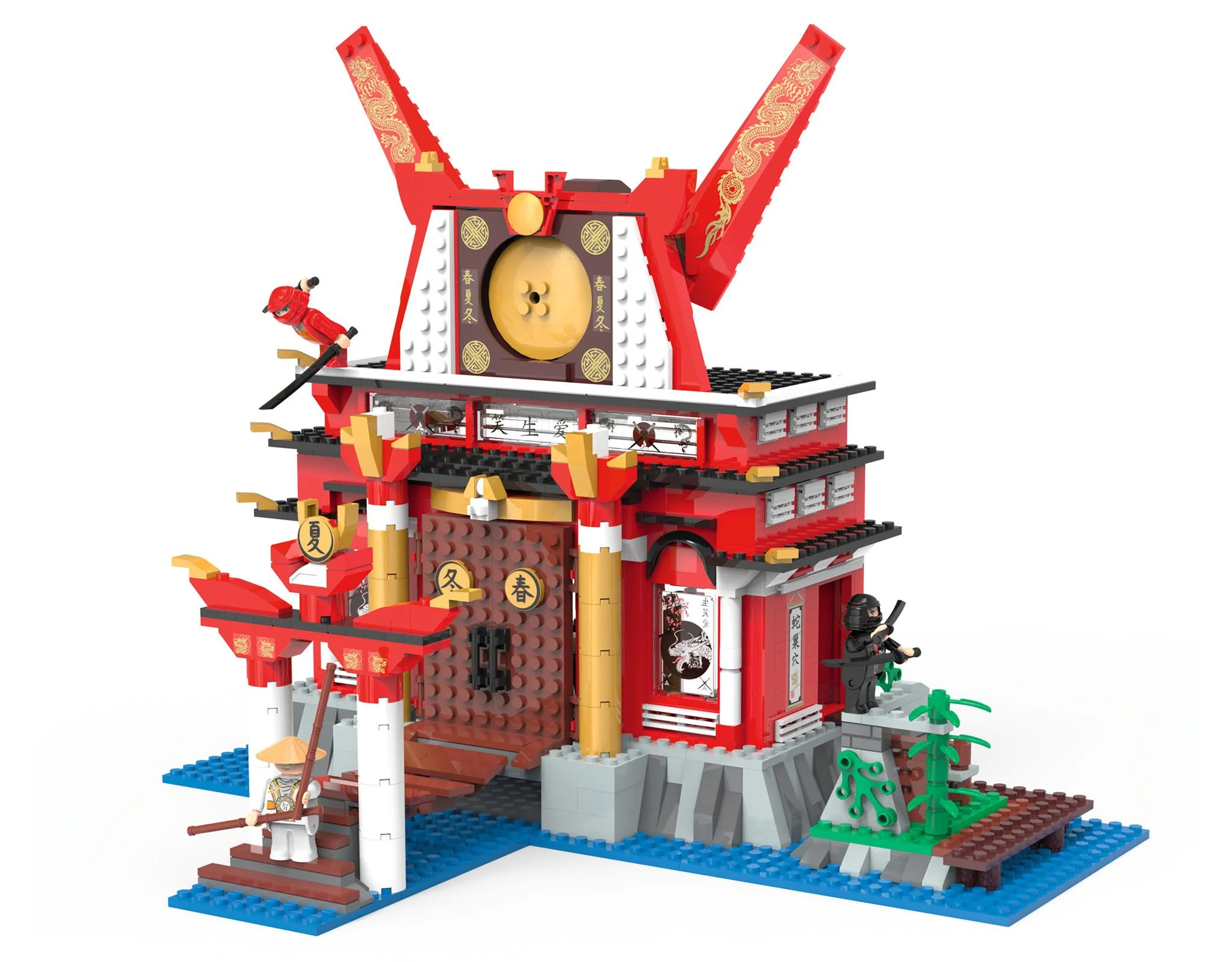 PLAYTIVE Clippys Bausteine Set Ninja Tempel 5tlg