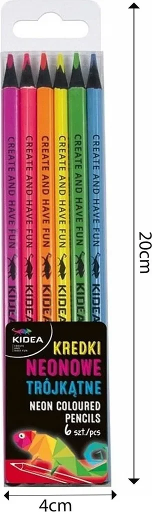 Derform Kidea Buntstifte Neon 6 Farben Dreikant