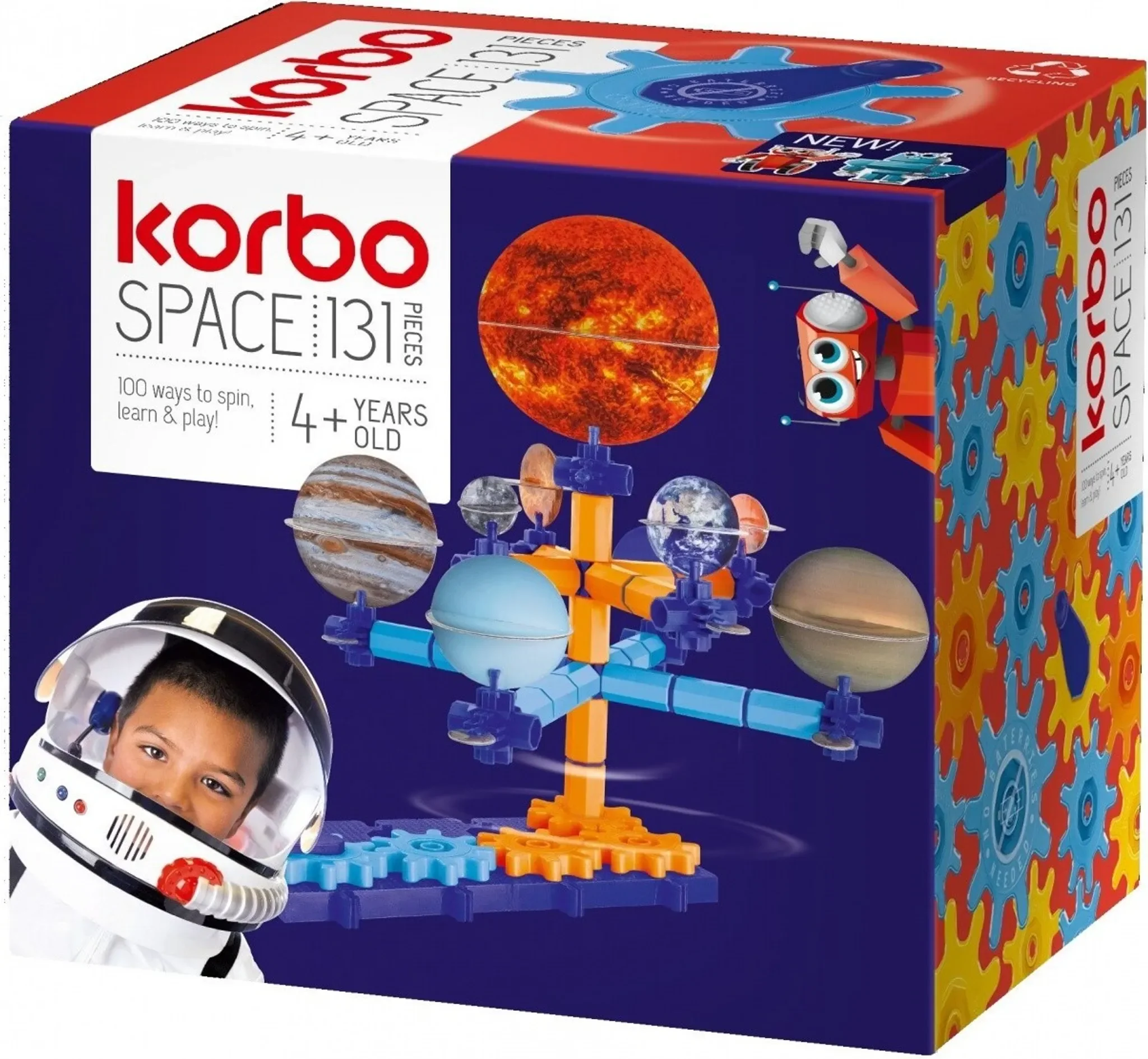 Korbo Konstruktionsset 131 Teile mit Zahnrädern