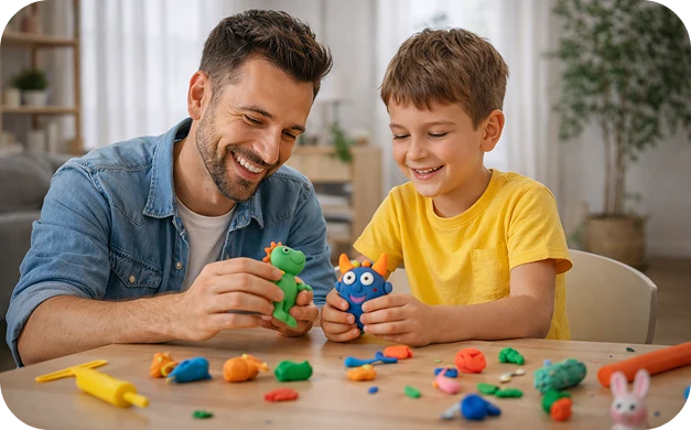 Vater und Sohn spielen