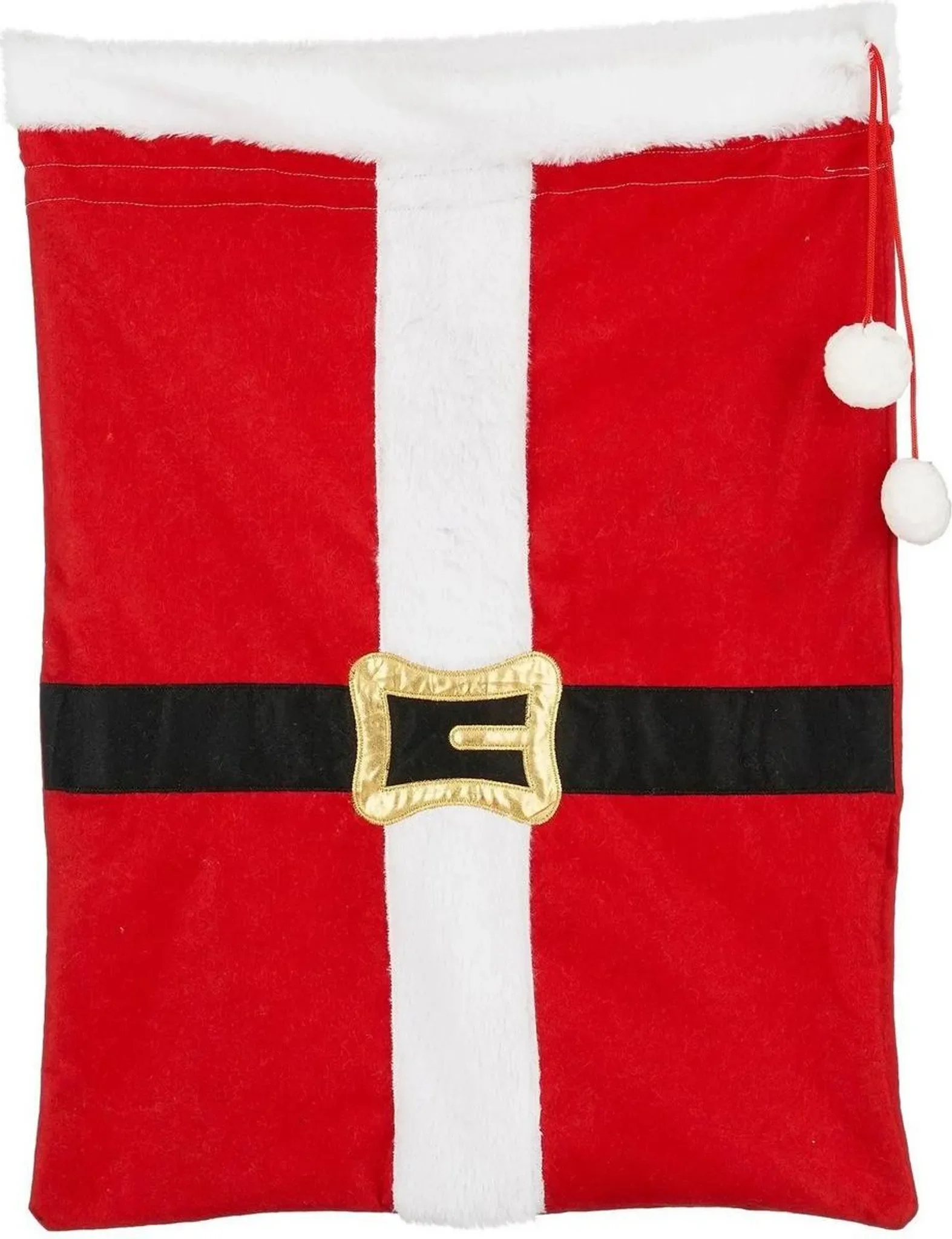 MICA Geschenksack Weihnachten – 70×50 cm, Santa-Gürtel Motiv, Roter Stoffbeutel