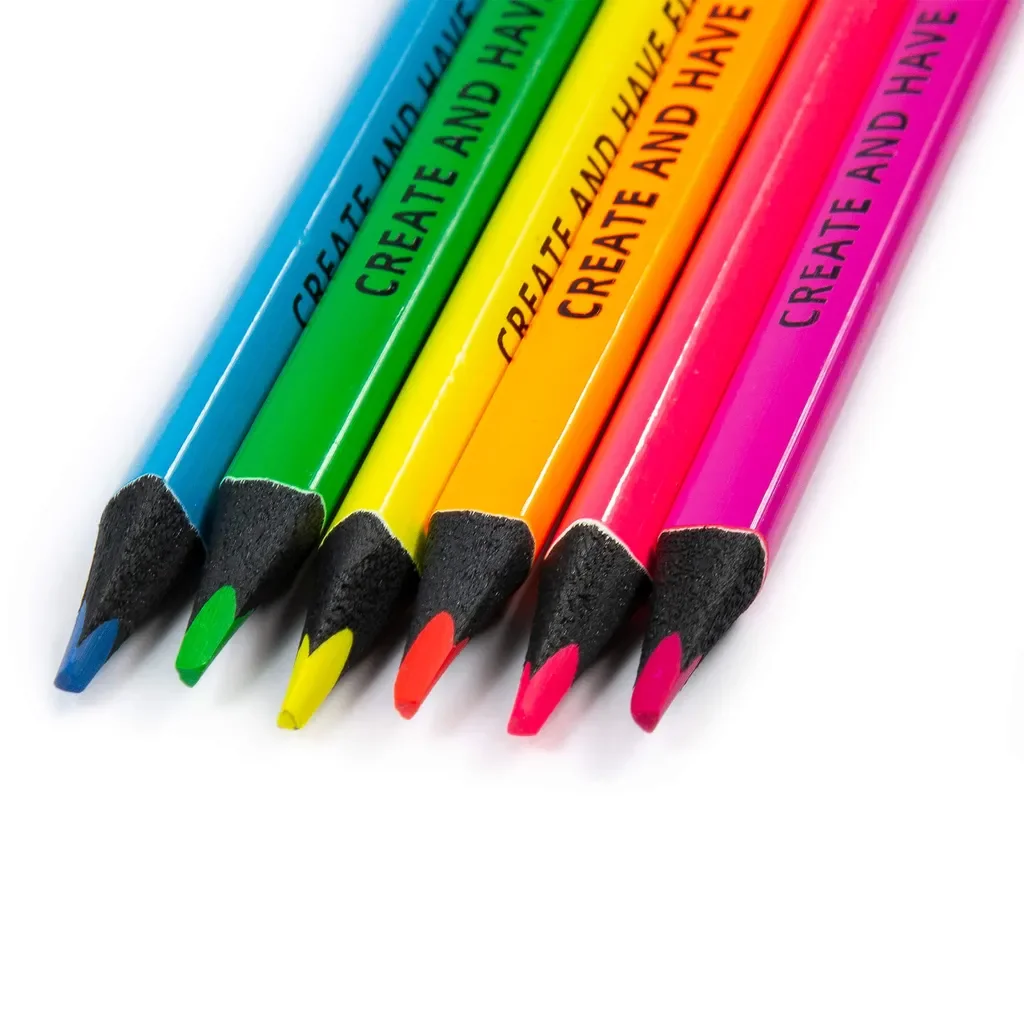 Derform Kidea Buntstifte Neon 6 Farben Dreikant