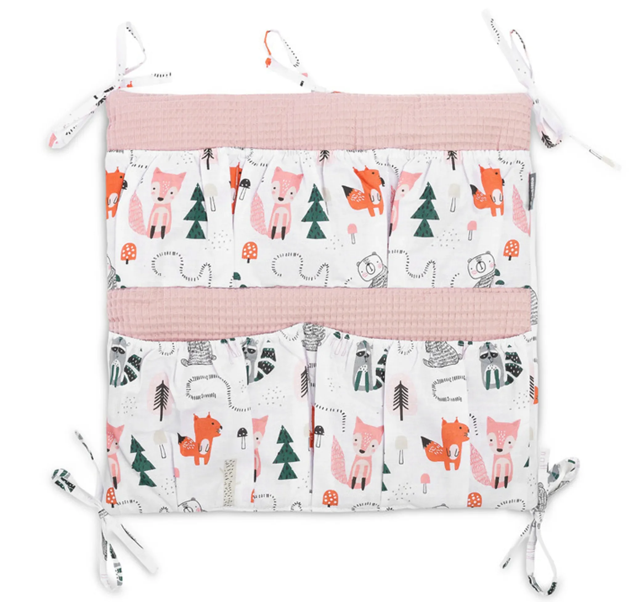 SENSILLO Kinderbett-Organizer – Funktionelle Dekoration, 47x47 cm, Füchse Rosa