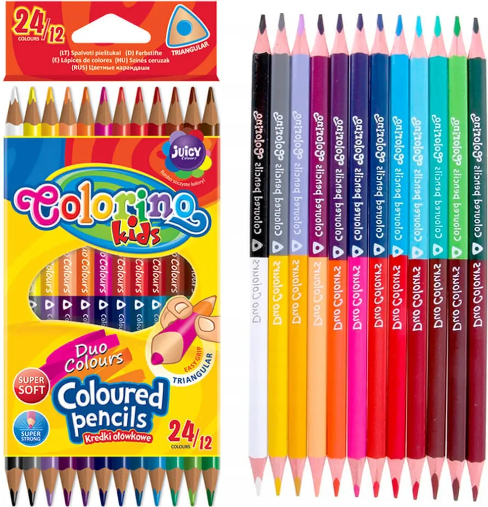 COLORINO dreieckige Zweifarbstifte 12/24 FARBEN