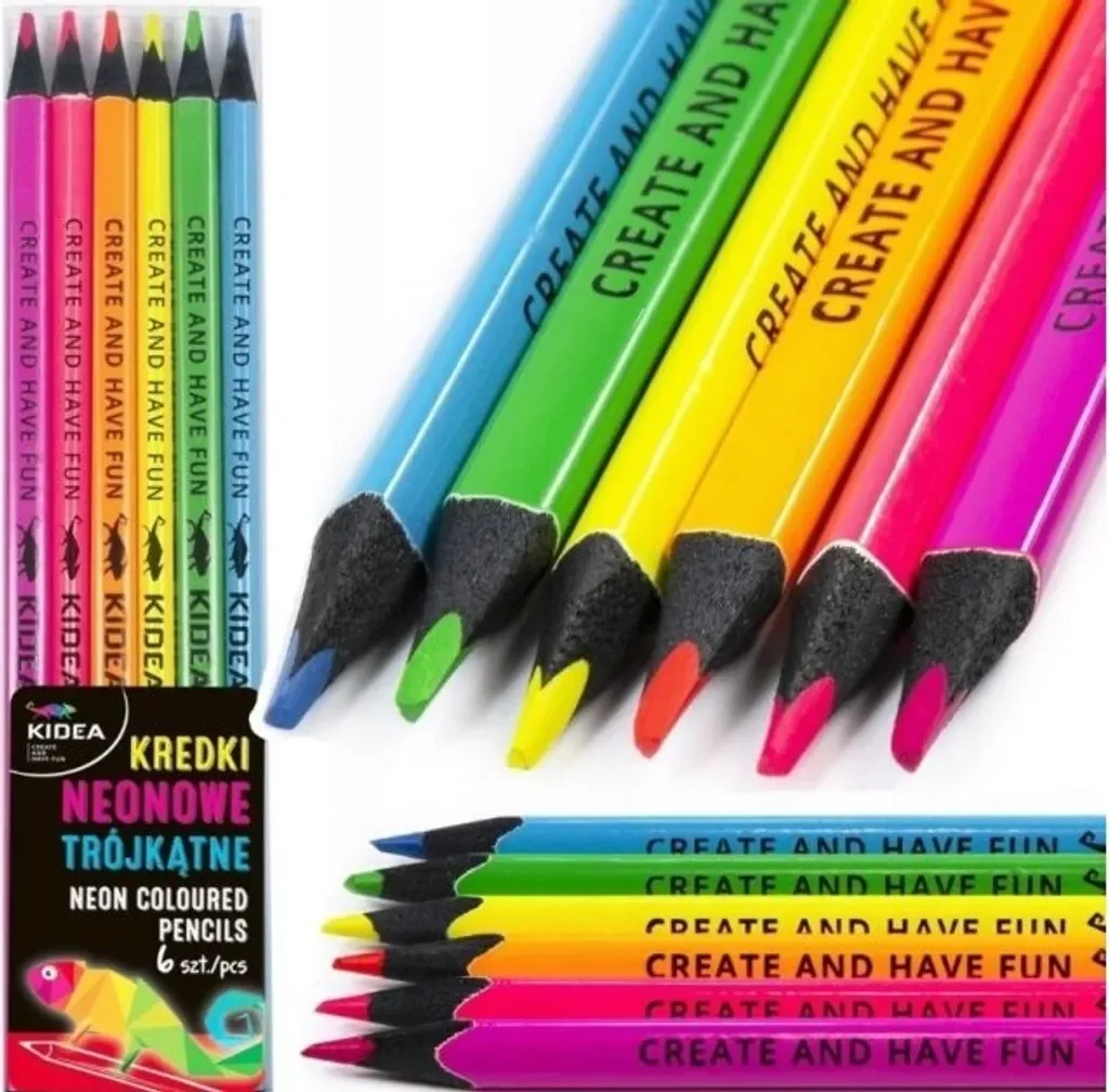 Derform Kidea Buntstifte Neon 6 Farben Dreikant