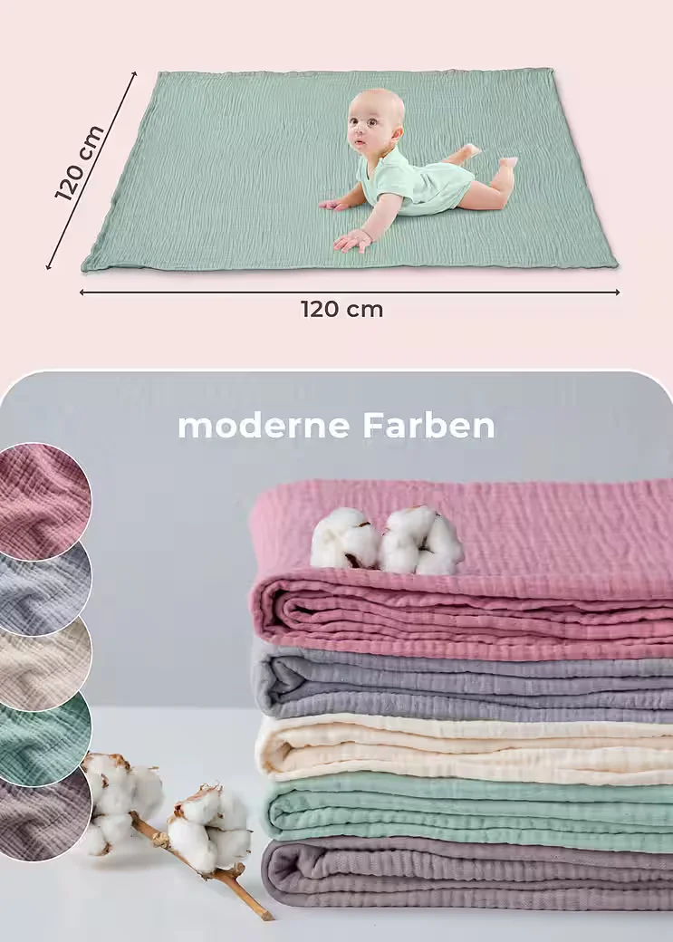 LAYNENBURG Musselin Babydecke 4-lagig Baumwolle