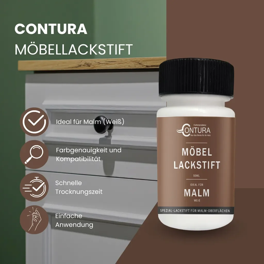 Contura Möbellackstift 50 ml Weiß für MALM