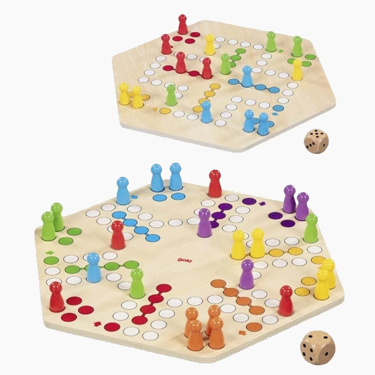 Goki Ludo Brettspiel für 6 Spieler beidseitig