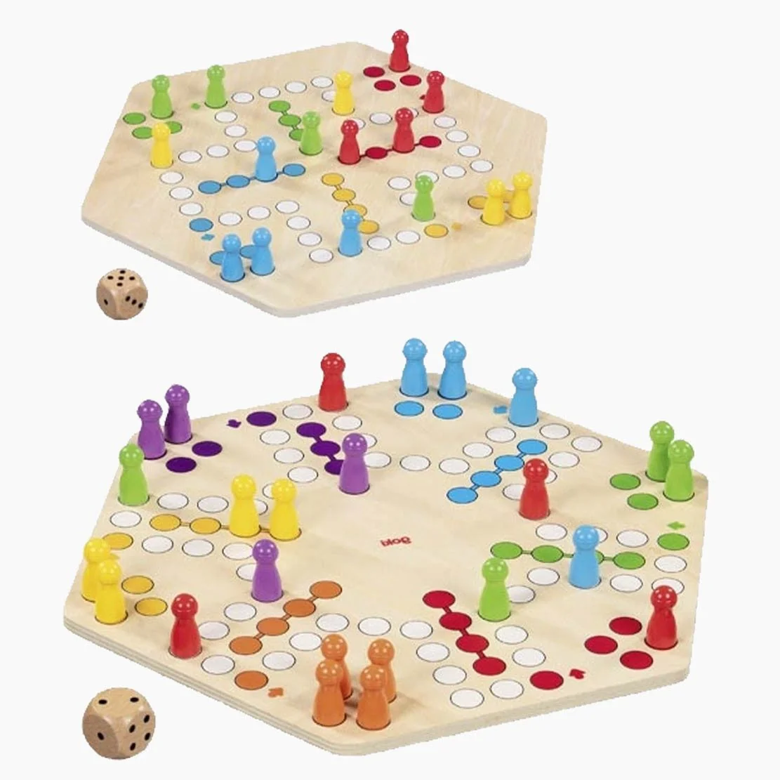 Goki Ludo Brettspiel für 6 Spieler beidseitig
